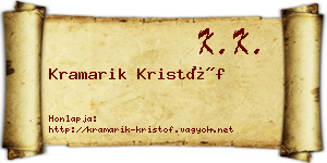 Kramarik Kristóf névjegykártya